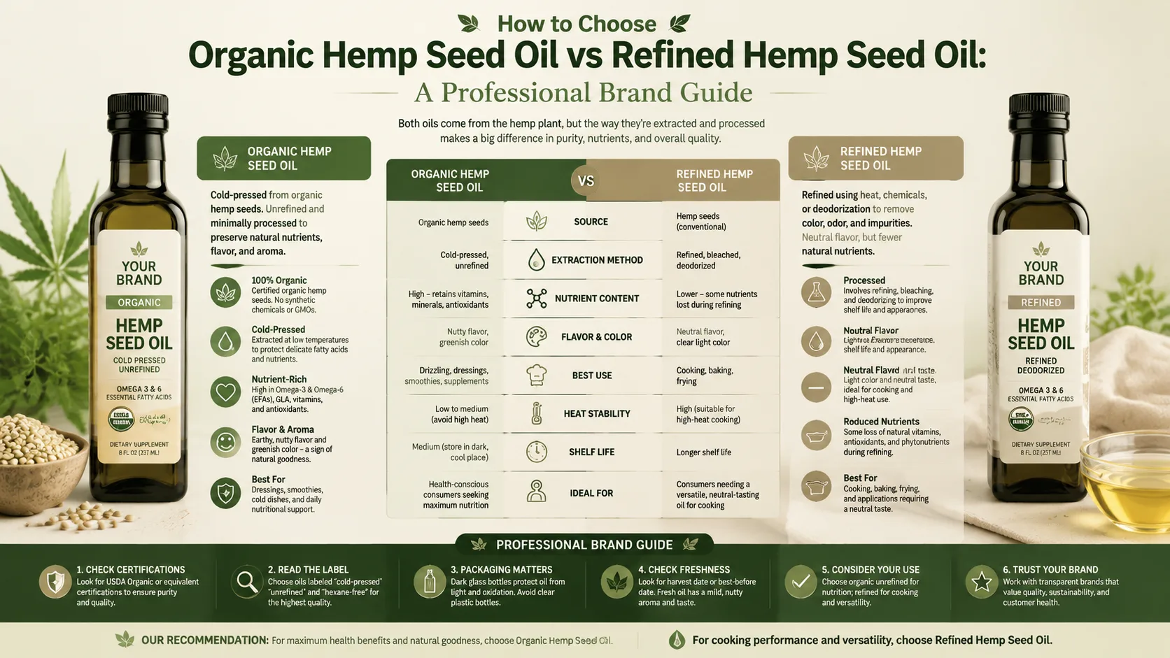 How to Choose Organic Hemp Seed Oil vs Refined Hemp Seed Oil A Professional Brand Guide